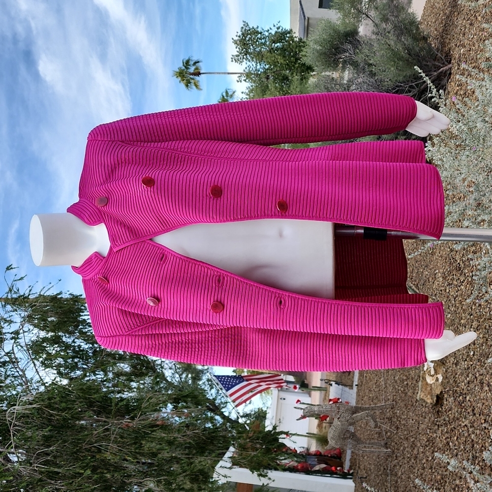 GIORGIO ARMANI Fuchsia Wool Blazer 46 Minimalist Cadet Jacket 90s Italy VINTAGE - Picture 10 of 16